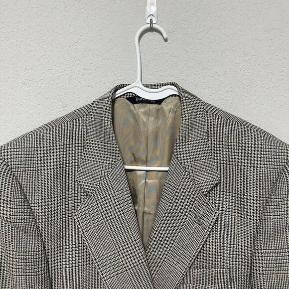 Vintage Burberry’s Houndstooth Brown Suit Jacket Mens Size 44R L/XL *Read - Picture 3 of 13